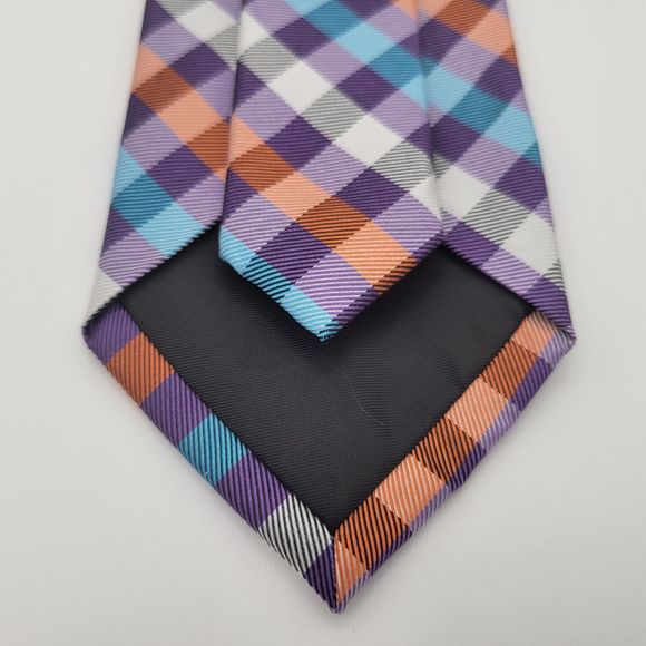 NWT Stafford Men's Purple Plaid Silk Tie OS - Picture 4 of 6